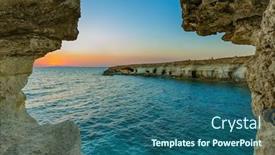  Presentation with napa - PPT theme having famous-sea-caves-at-sunset background and a ocean colored foreground