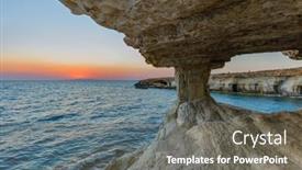  Presentation with napa - Slide deck featuring famous-sea-caves-at-sunset background and a gray colored foreground