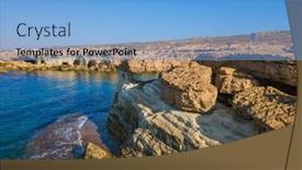  Presentation with napa - Presentation design enhanced with famous-sea-caves-in-ayia background and a light blue colored foreground