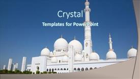  Presentation with abu dhabi united arab emirates - Colorful PPT theme enhanced with famous-sheikh-zayed-mosque backdrop and a ocean colored foreground