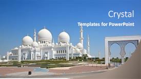  Presentation with abu dhabi united arab emirates - Presentation design enhanced with famous-sheikh-zayed-mosque background and a teal colored foreground