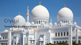  Presentation with abu dhabi united arab emirates - Beautiful presentation theme featuring famous-sheikh-zayed-mosque backdrop and a light blue colored foreground