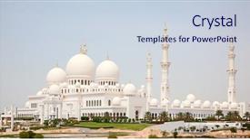  Presentation with abu dhabi united arab emirates - Slide deck having famous sheikh zayed mosque background and a sky blue colored foreground