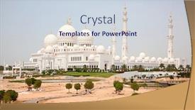  Presentation with abu dhabi united arab emirates - PPT layouts having famous sheikh zayed mosque in abu dhabi united arab emirates background and a sky blue colored foreground