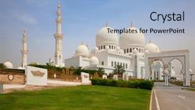  Presentation with abu dhabi united arab emirates - PPT theme enhanced with famous sheikh zayed mosque background and a light blue colored foreground