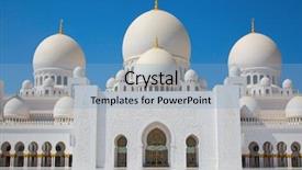  Presentation with abu dhabi united arab emirates - Slide deck featuring famous sheikh zayed mosque background and a light blue colored foreground