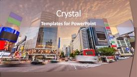  Presentation with shibuya crossing - Slide set featuring famous shibuya crossing at dawn background and a coral colored foreground