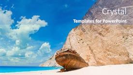  Presentation with zakynthos - Colorful presentation design enhanced with famous-shipwreck-beach-zakynthos-greece backdrop and a teal colored foreground