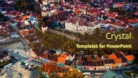  Presentation with sighisoara - Amazing PPT layouts having famous-sighisoara-citadel-in-scape backdrop and a tawny brown colored foreground