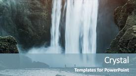  Presentation with river flow - Slide set featuring famous skogafoss waterfall location background and a teal colored foreground