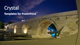  Presentation with macedonia - Cool new presentation design with famous stone bridge in skopje backdrop and a navy blue colored foreground