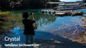  Presentation with take - Beautiful presentation design featuring famous sun moon lake taiwan backdrop and a ocean colored foreground