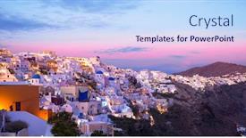 Presentation with santorini - Colorful slides enhanced with famous-sunset-at-santorini backdrop and a sky blue colored foreground