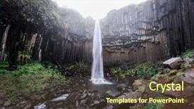  Presentation with fall-waterfall - Presentation theme having famous svartifoss waterfall another named black fall located in skaftafell vatnajokull national park iceland background and a tawny brown colored foreground