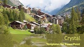  Presentation with city - PPT theme enhanced with famous-swiss-city-zermatt background and a tawny brown colored foreground