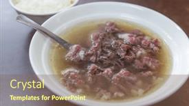  Presentation with beef - Presentation design consisting of famous-tainan-beef-soup background and a violet colored foreground