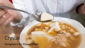  Presentation with snacks - PPT theme consisting of famous taiwan snacks of tofu background and a gold colored foreground