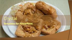  Presentation with snack - Beautiful presentation featuring famous-taiwanese-snack-of-stinky backdrop and a tawny brown colored foreground