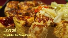  Presentation with snack - Presentation design with famous-taiwanese-snack-of-stinky background and a tawny brown colored foreground