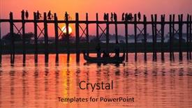  Presentation with sunset - PPT theme having famous tick bridge at sunset background and a red colored foreground