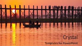  Presentation with bridge - Theme featuring famous tick bridge at sunset background and a coral colored foreground