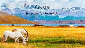  Presentation with mountain lake - Audience pleasing slide set consisting of famous-torres-del-paine-park backdrop and a light blue colored foreground