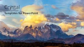  Presentation with chile - Audience pleasing theme consisting of famous-torres-del-paine-park backdrop and a light blue colored foreground