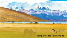  Presentation with wild horses - Presentation with famous-torres-del-paine-park background and a  colored foreground