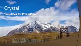  Presentation with stream - PPT theme featuring famous torres rocks wooden narrow bridge through a small stream mountains in torres del paine national park chile the concept of active and extreme tourism background and a teal colored foreground