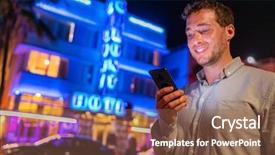  Presentation with art deco - Presentation theme having famous tourist destination for nightlife background and a tawny brown colored foreground