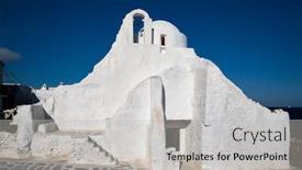  Presentation with orthodox - Colorful slide deck enhanced with famous-tourist-landmark-of-greece backdrop and a light gray colored foreground
