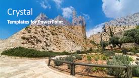  Presentation with jerusalem old city israel david - Cool new slide set with famous-tower-of-david-under backdrop and a teal colored foreground