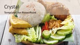  Presentation with traditional culture - PPT theme having famous traditional indonesian food delicious background and a soft green colored foreground