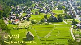  Presentation with japanese - Presentation theme consisting of famous traditional japanese village ogimachi background and a tawny brown colored foreground