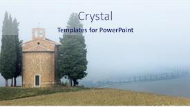  Presentation with misty - Amazing PPT theme having famous-tuscany-landmark-chapel backdrop and a sky blue colored foreground