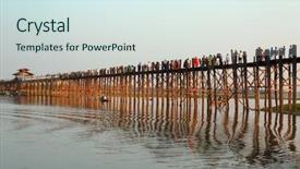  Presentation with sunset - Theme with famous u-bein teak bridge background and a sky blue colored foreground