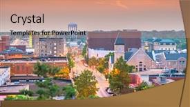  Presentation with usa - Cool new presentation theme with famous university - columbia missouri usa downtown city backdrop and a coral colored foreground