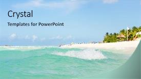  Presentation with turquoise beach - Beautiful PPT theme featuring famous varadero beach in cuba backdrop and a  colored foreground