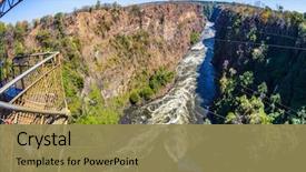  Presentation with fall waterfall - PPT theme featuring famous victoria falls in zambia background and a coral colored foreground