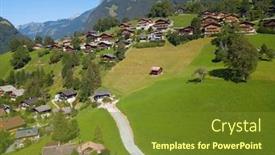  Presentation with alps - Slide deck featuring famous-village-grindelwald-in-swiss background and a tawny brown colored foreground
