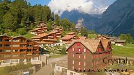  Presentation with alps - Cool new theme with famous-village-grindelwald-in-swiss backdrop and a coral colored foreground