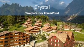  Presentation with alps - PPT theme with famous-village-grindelwald-in-swiss background and a teal colored foreground