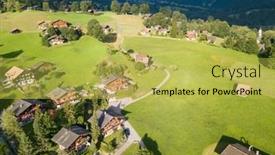  Presentation with alps - Audience pleasing PPT theme consisting of famous-village-grindelwald-in-swiss backdrop and a yellow colored foreground