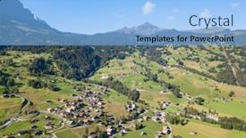  Presentation with region - Presentation design consisting of famous-village-grindelwald-in-swiss background and a light blue colored foreground