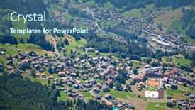  Presentation with region - Theme consisting of famous village lauterbrunnen in swiss alps - starting point for train tours in the jungfrau region background and a ocean colored foreground