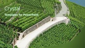  Presentation with vineyards - Presentation theme having famous vineyards in lavaux region switzerland background and a tawny brown colored foreground