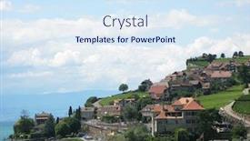  Presentation with vineyards - Beautiful presentation design featuring famous-vineyards-in-lavaux-region backdrop and a sky blue colored foreground