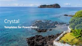  Presentation with volcanic rocks - PPT theme having famous-volcanic-islet-of-vila background and a teal colored foreground