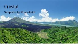  Presentation with indonesia - PPT theme with famous volcanos in indonesia background and a teal colored foreground