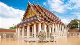  Presentation with golden - Cool new PPT theme with famous-wat-saket-or-golden backdrop and a coral colored foreground